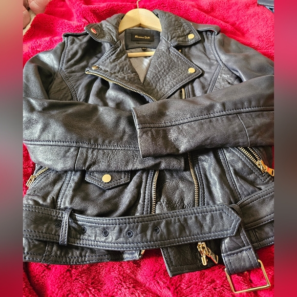 Massimo Dutti Leather Biker Style Jacket. Size S - Picture 7 of 11